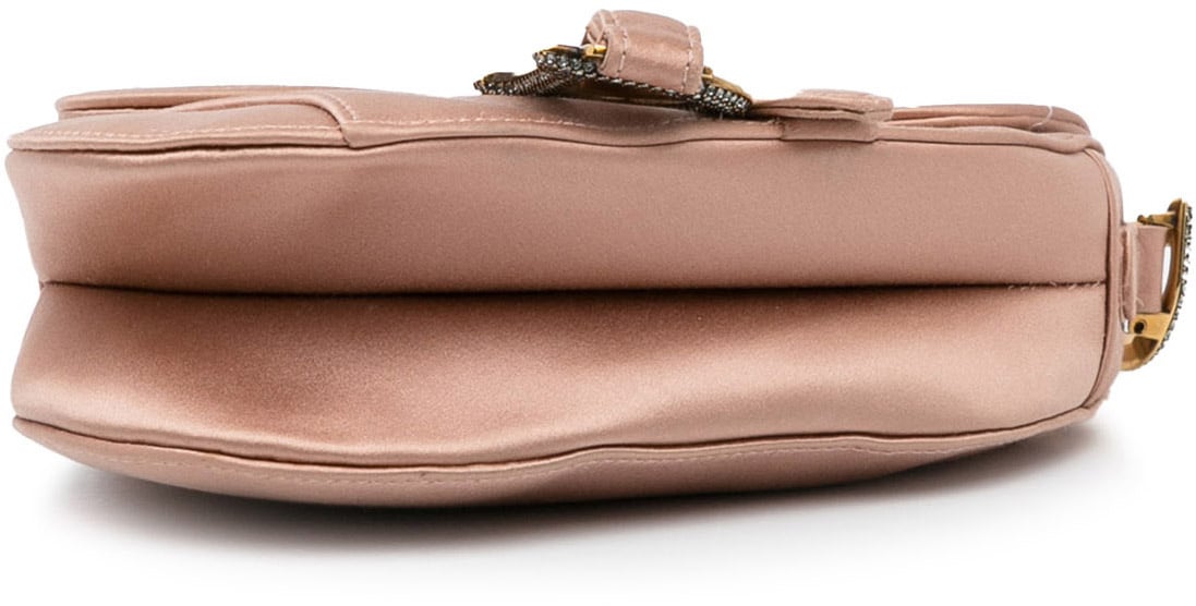 Dior Mini Satin Crystal Embellished Saddle Bag Roze