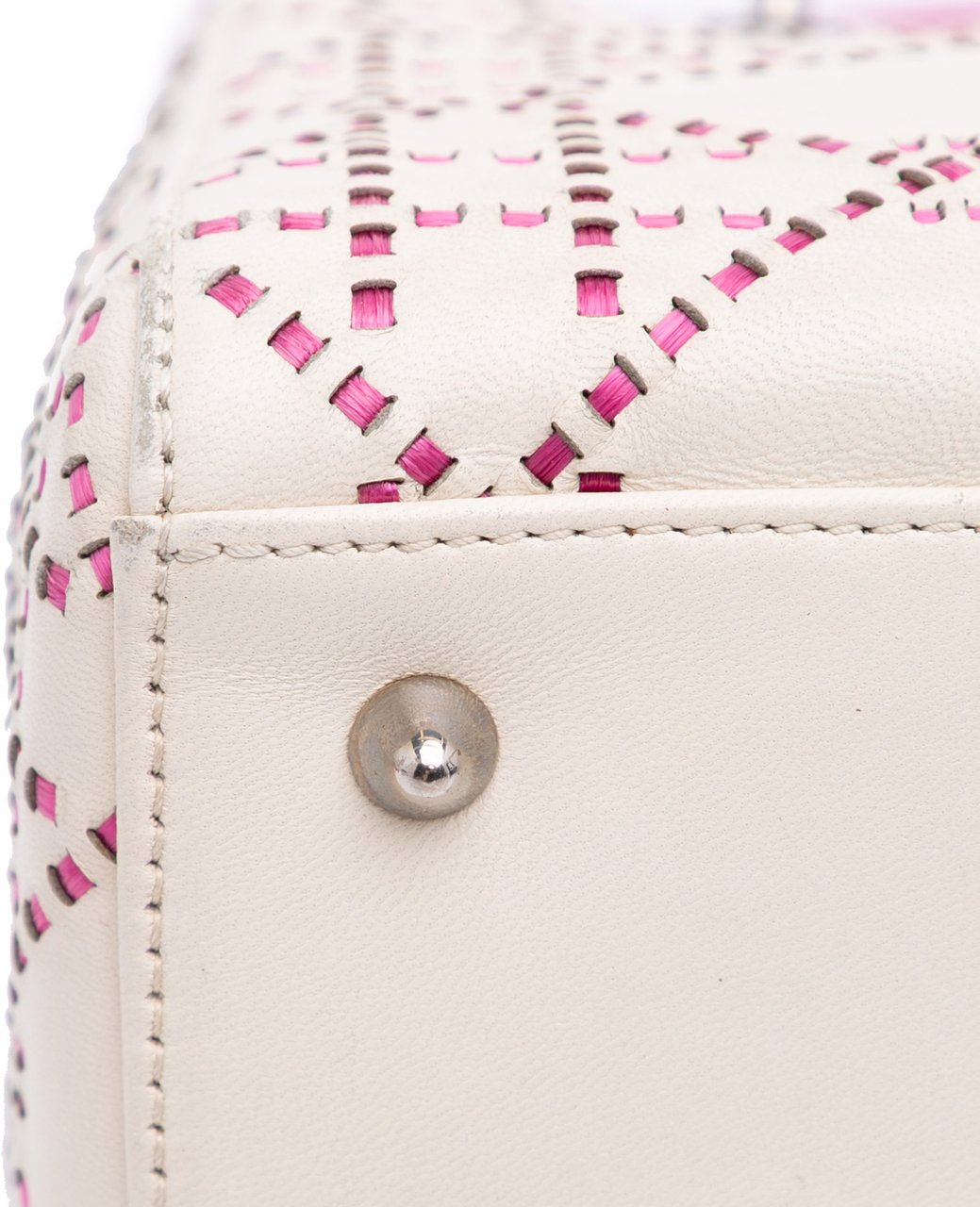 Dior Medium Lambskin Cannage Stitched Lady Dior Wit