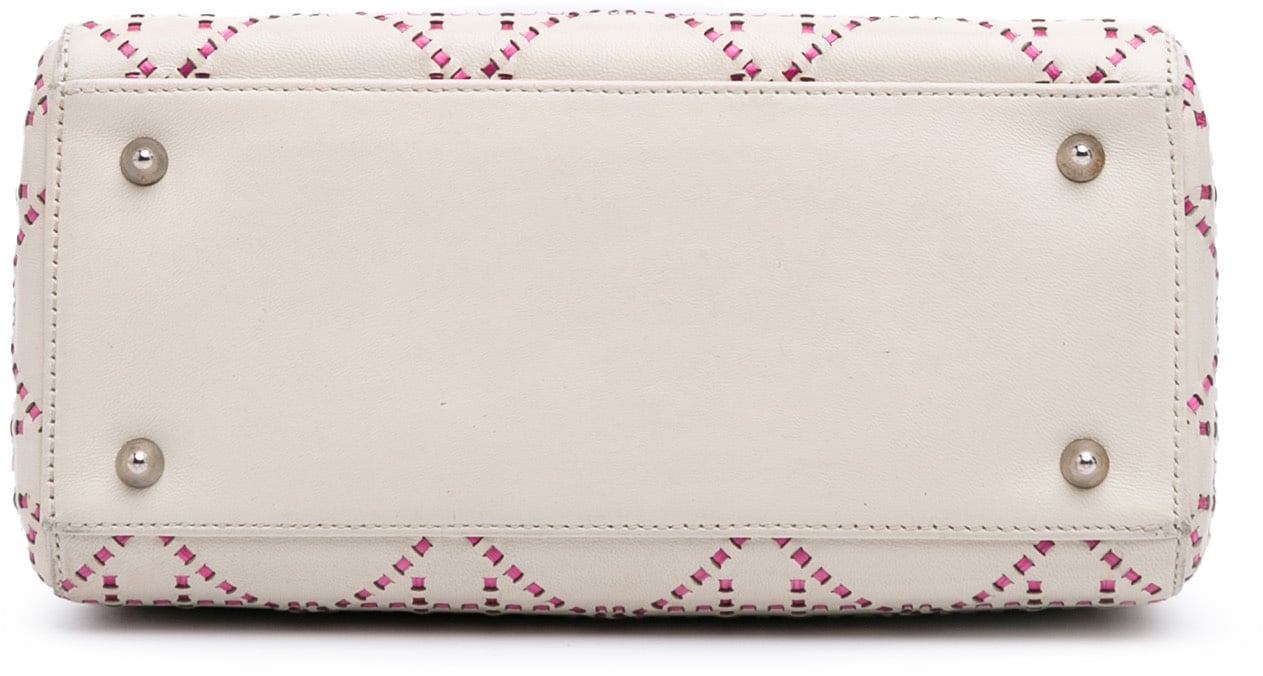 Dior Medium Lambskin Cannage Stitched Lady Dior Wit