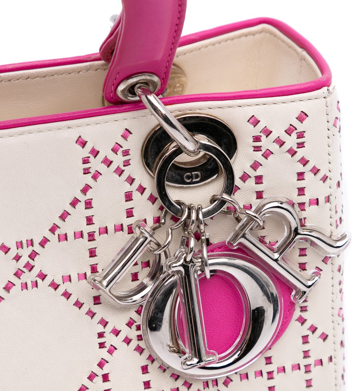 Dior Medium Lambskin Cannage Stitched Lady Dior Wit