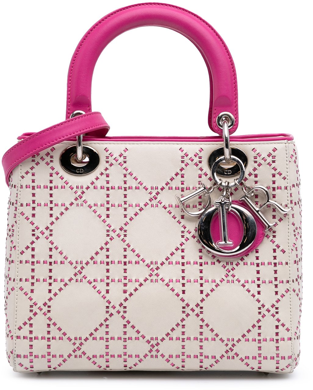 Dior Medium Lambskin Cannage Stitched Lady Dior Wit