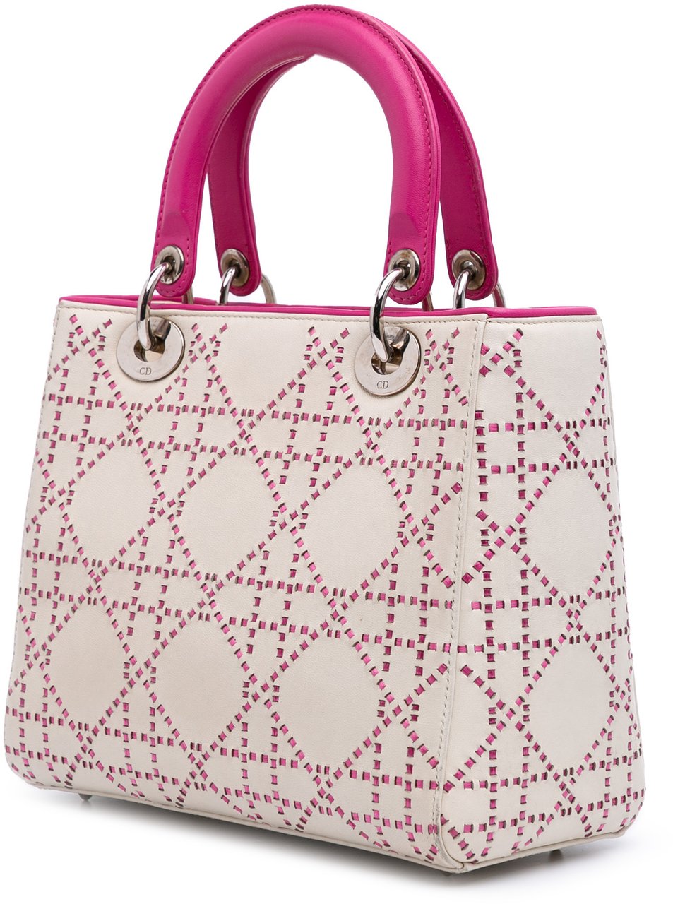Dior Medium Lambskin Cannage Stitched Lady Dior Wit