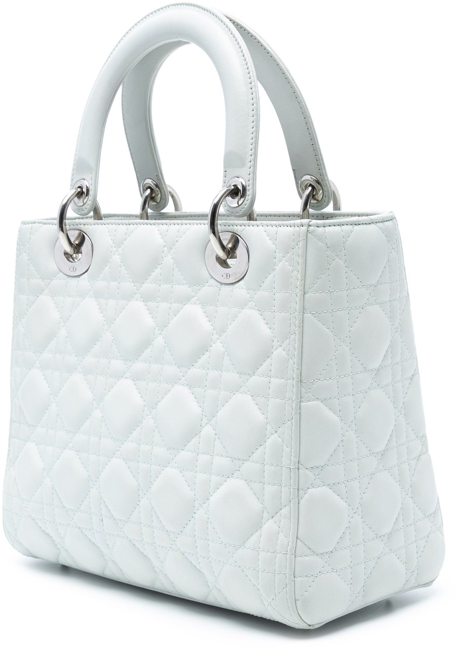 Dior Medium Lambskin Cannage Lady Dior Wit