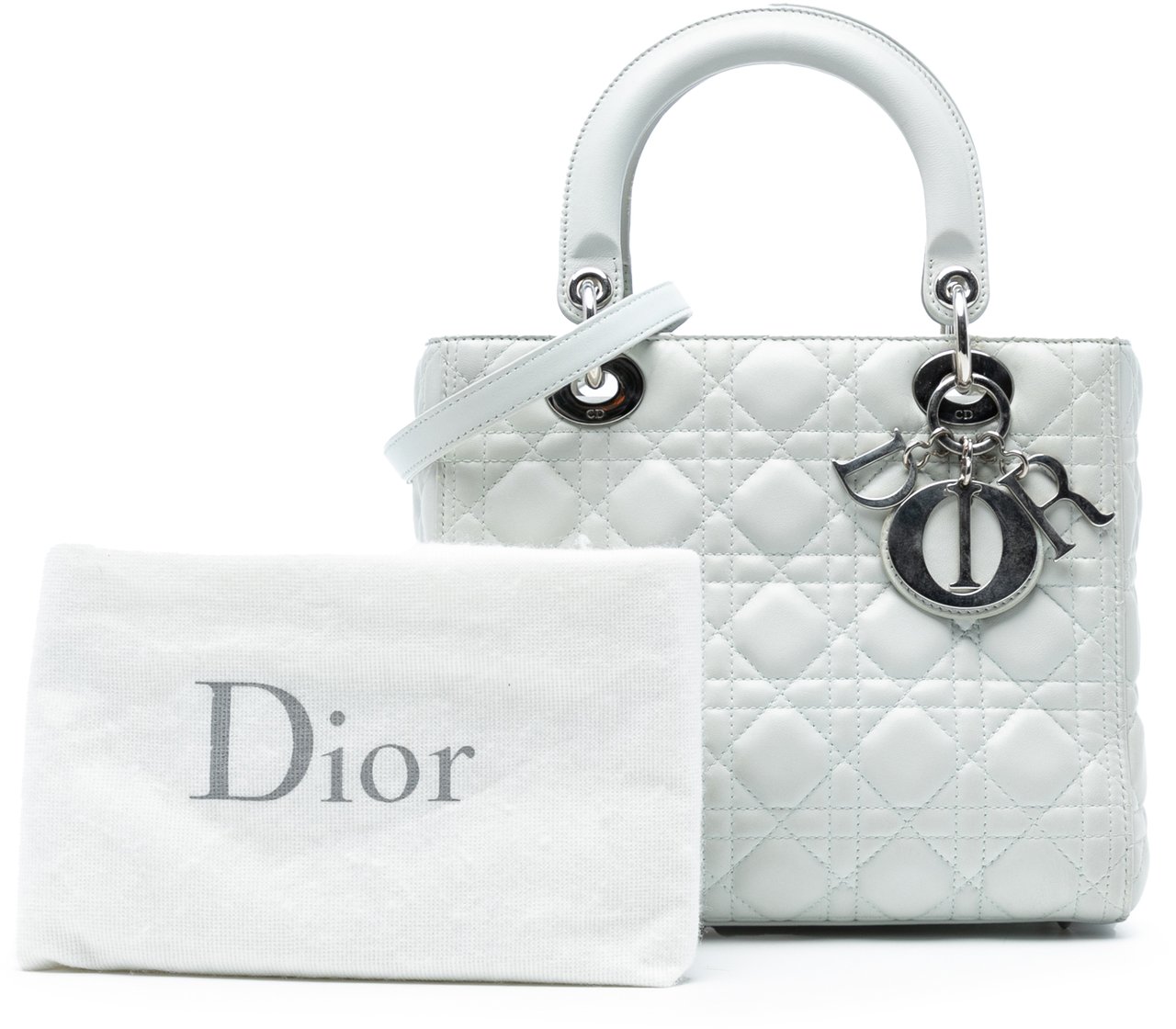 Dior Medium Lambskin Cannage Lady Dior Wit