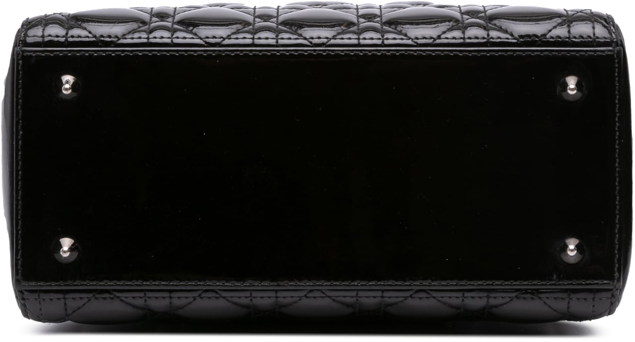 Dior Medium Patent Cannage Lady Dior Zwart