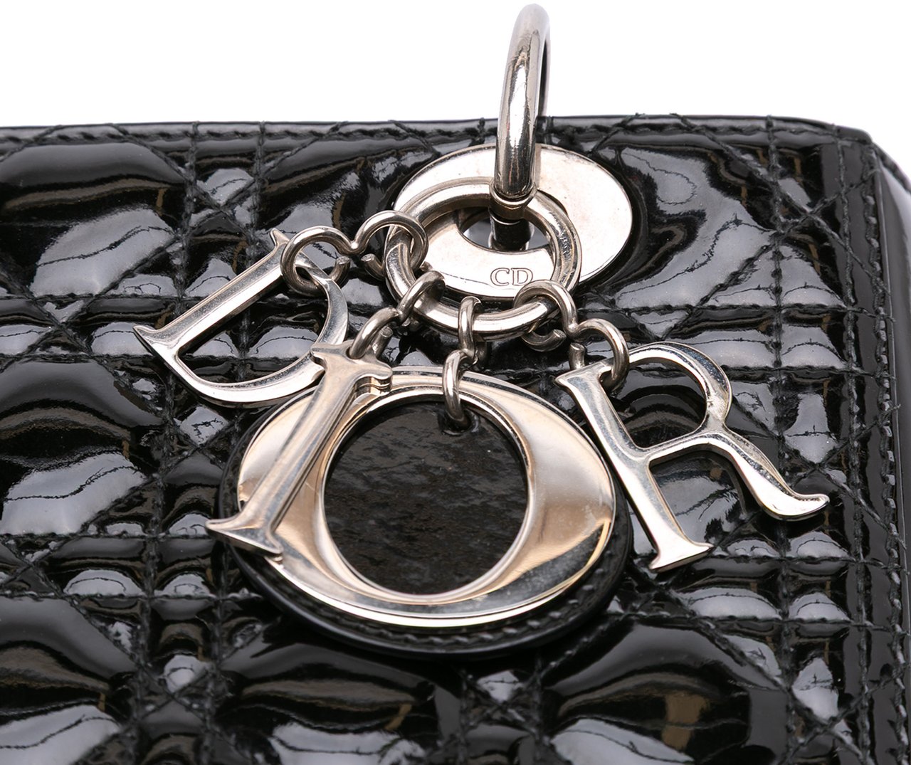 Dior Medium Patent Cannage Lady Dior Zwart