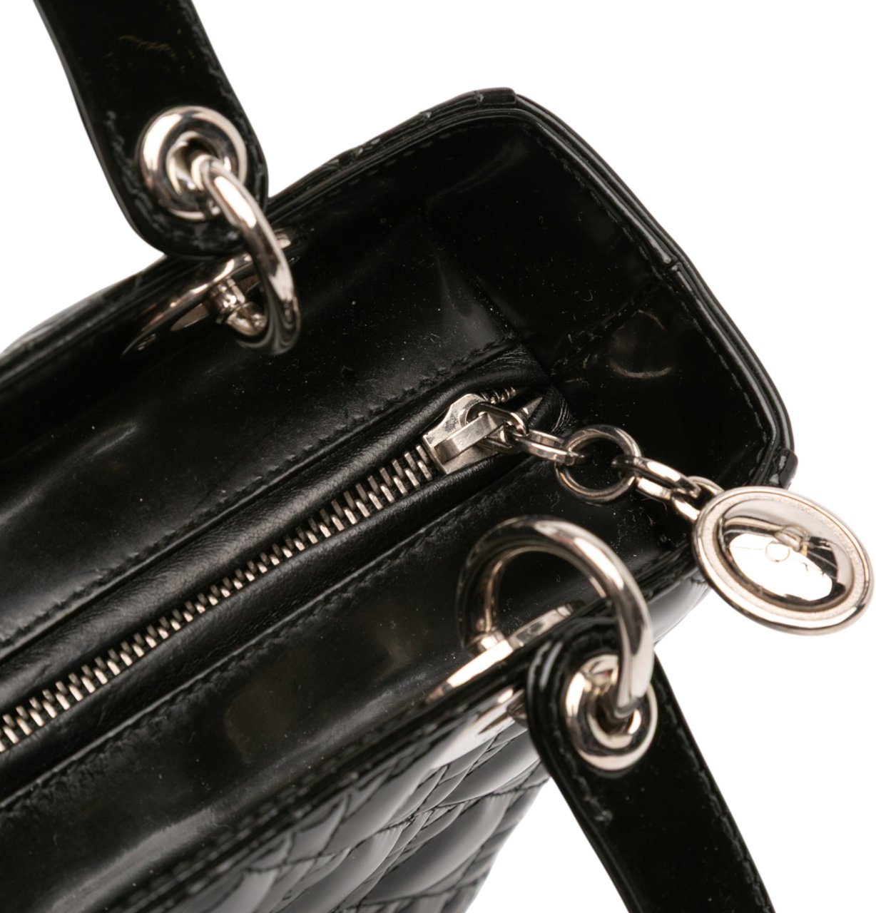 Dior Medium Patent Cannage Lady Dior Zwart