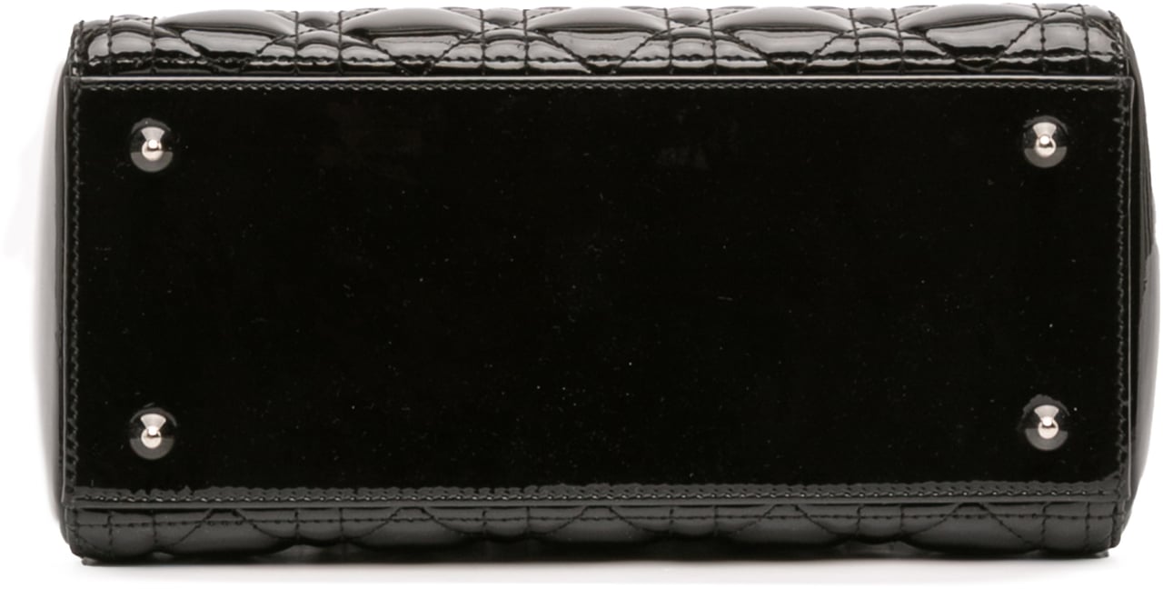 Dior Medium Patent Cannage Lady Dior Zwart
