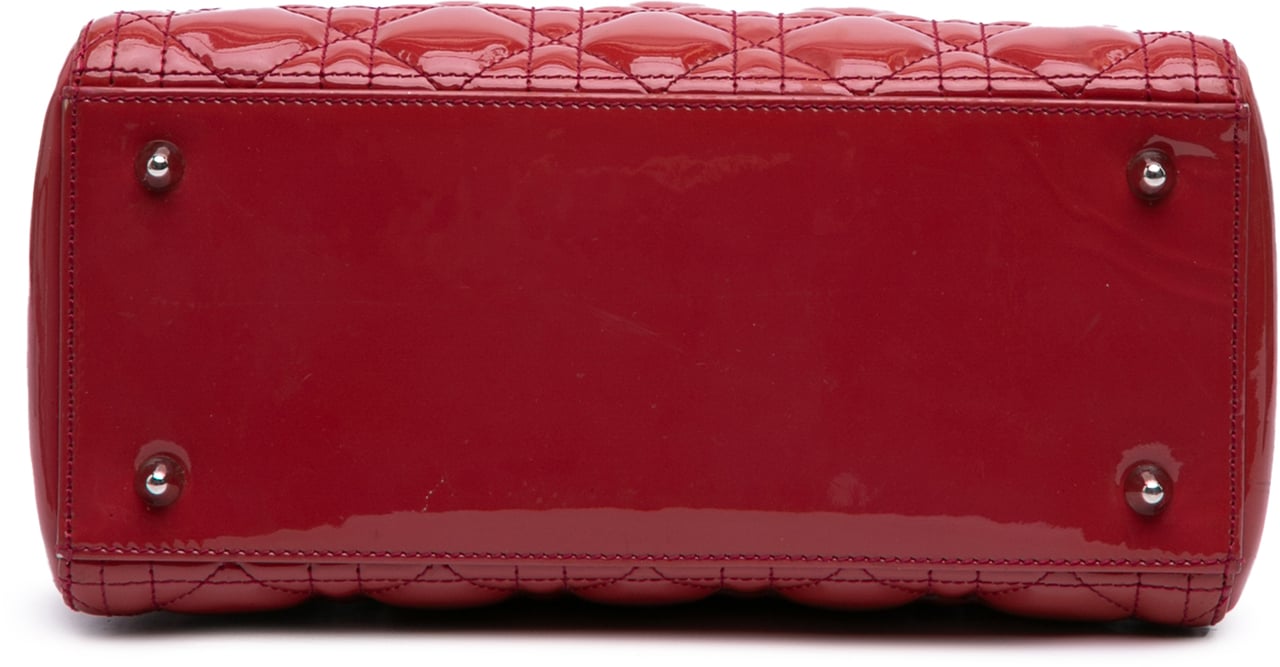 Dior Medium Patent Cannage Lady Dior Rood
