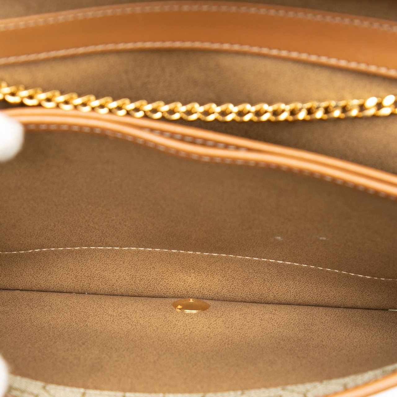 Dior Honeycomb Coated Canvas Chain Shoulder Bag Bruin