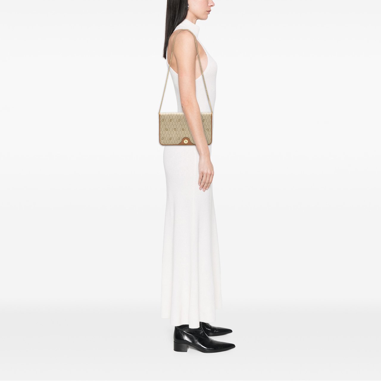 Dior Honeycomb Coated Canvas Chain Shoulder Bag Bruin