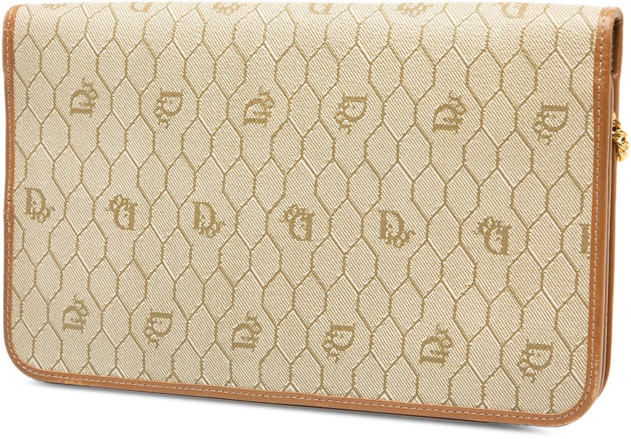 Dior Honeycomb Coated Canvas Chain Shoulder Bag Bruin