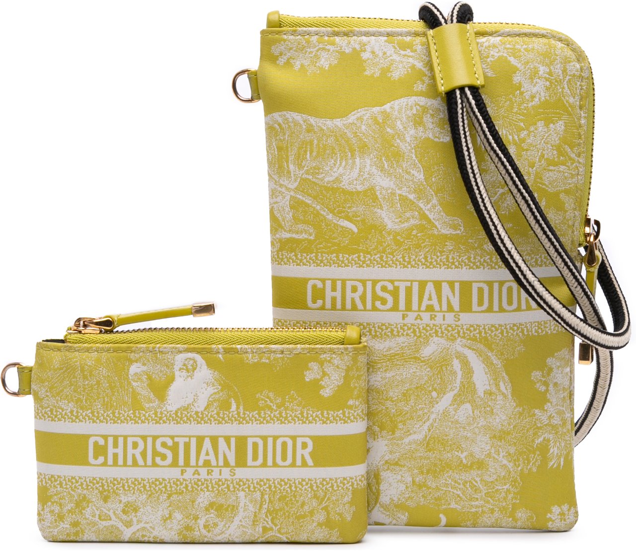 Dior Technical Fabric Embroidered Toile De Jouy DiorTravel Multifunction Pouch Geel