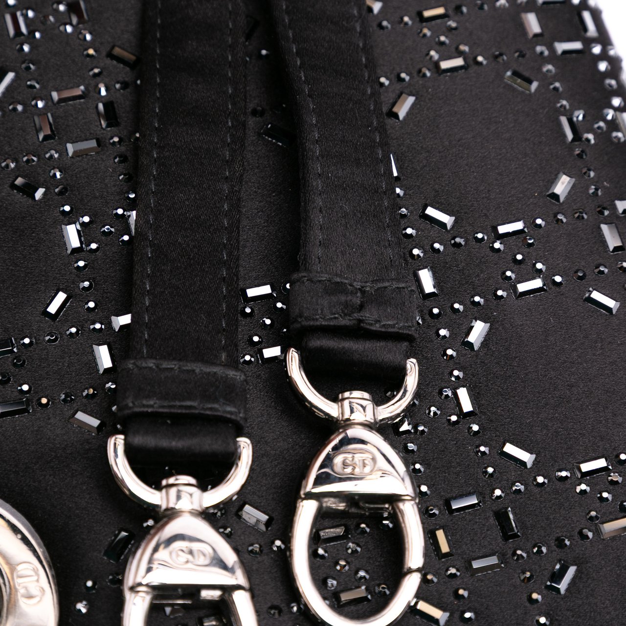 Dior Mini Satin Cannage Strass Crystal Embellished Lady Dior Zwart