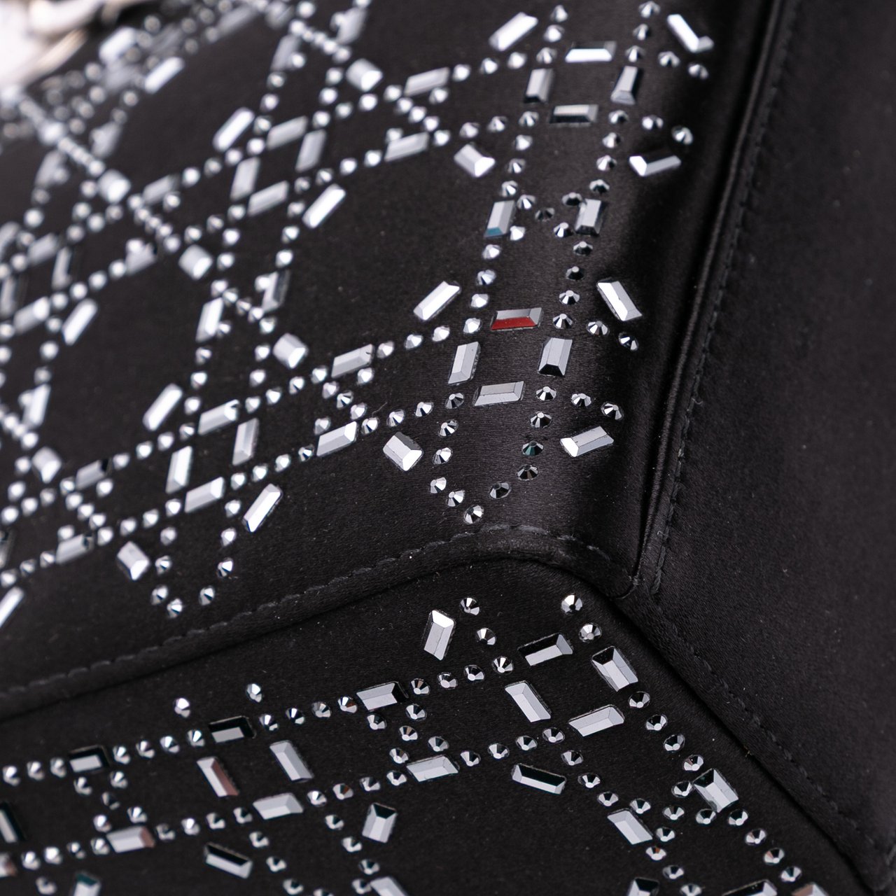 Dior Mini Satin Cannage Strass Crystal Embellished Lady Dior Zwart