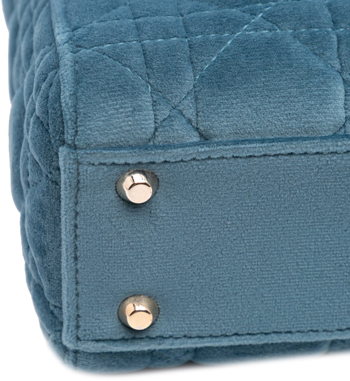 Dior Mini Velvet Cannage Lady Dior Blauw