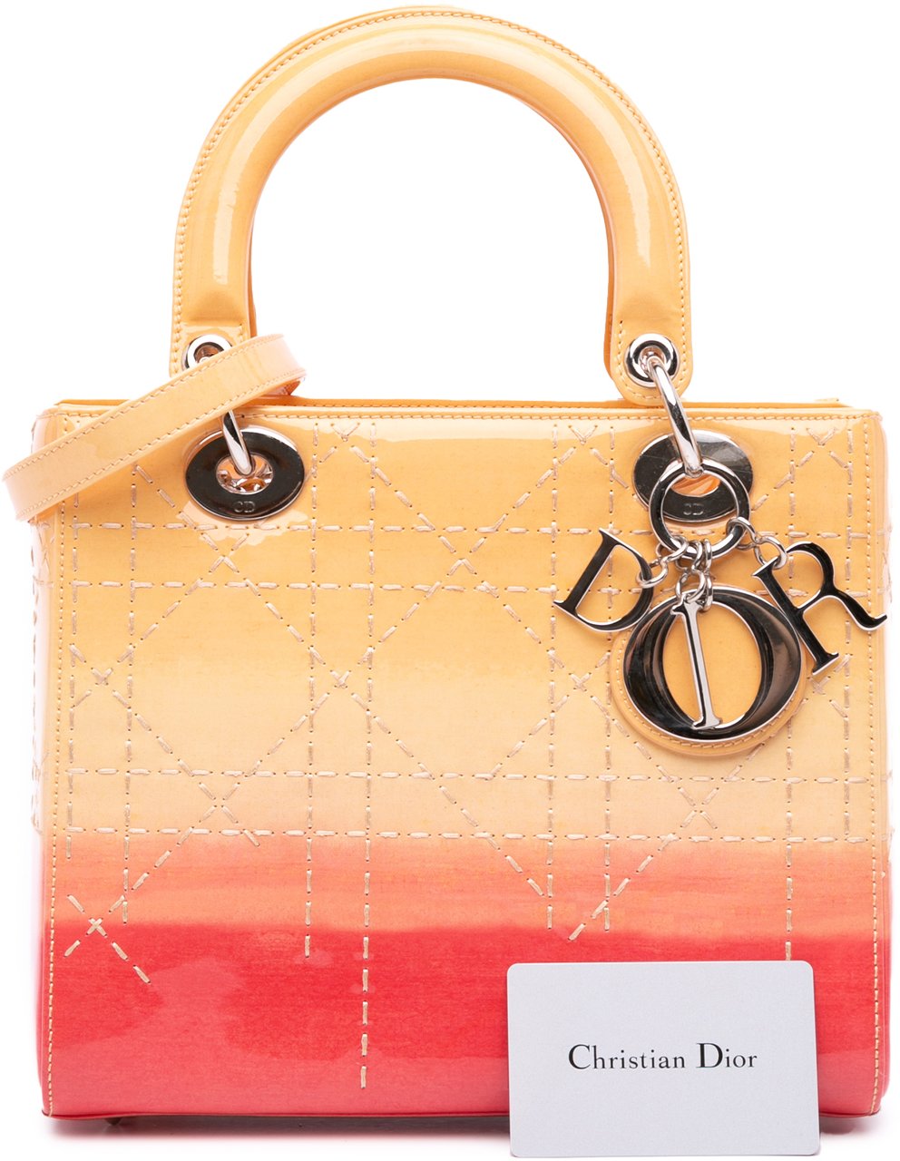 Dior Medium Ombre Patent Cannage Lady Dior Oranje