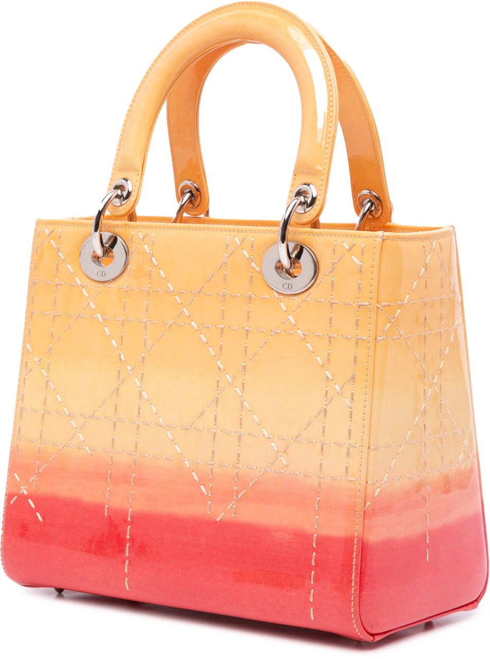Dior Medium Ombre Patent Cannage Lady Dior Oranje
