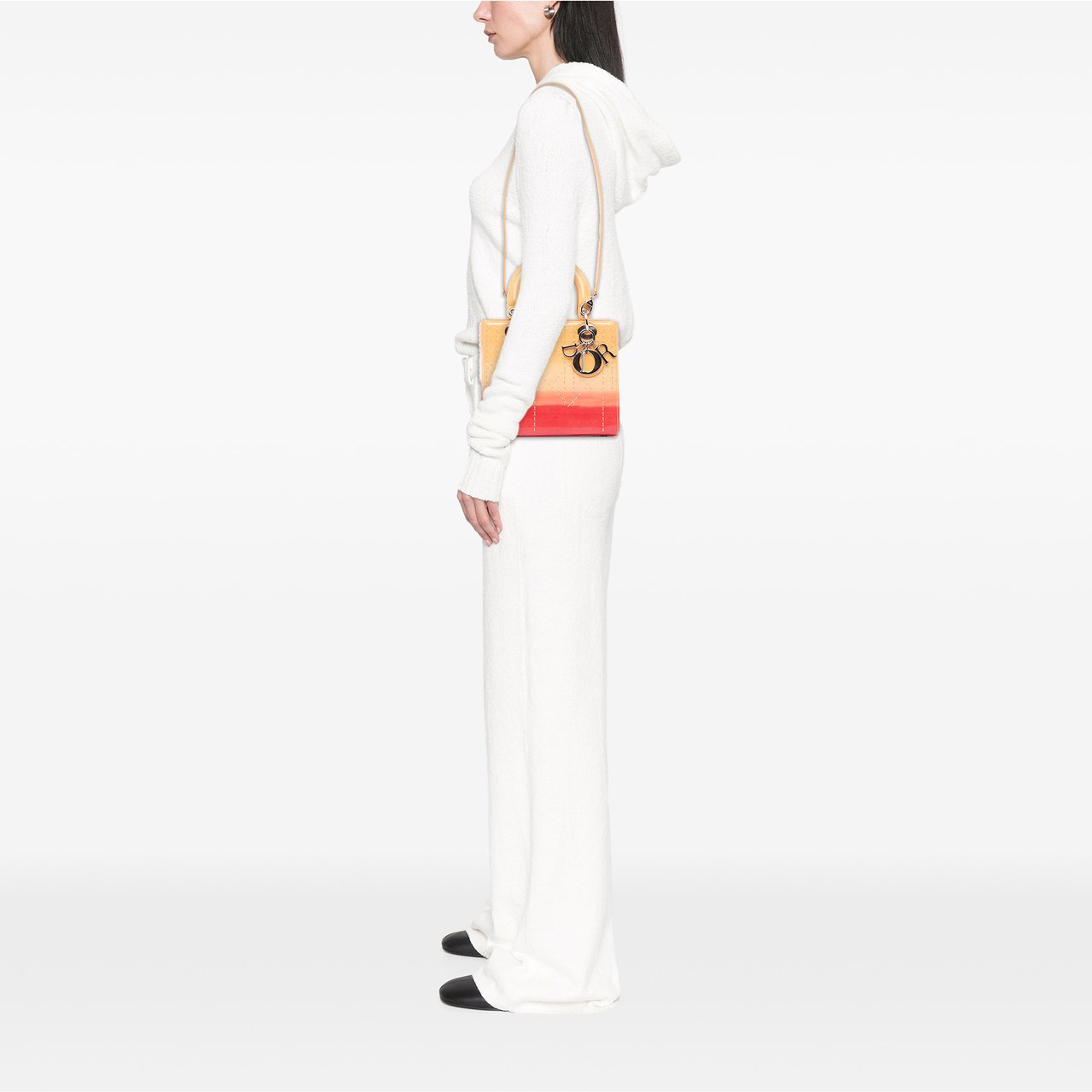 Dior Medium Ombre Patent Cannage Lady Dior Oranje