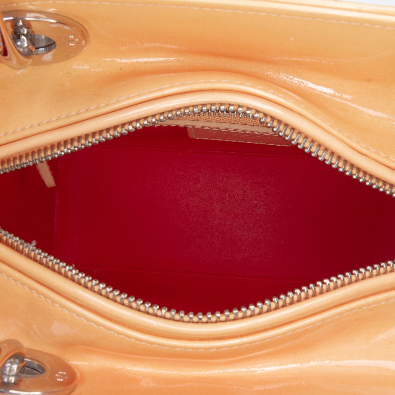 Dior Medium Ombre Patent Cannage Lady Dior Oranje