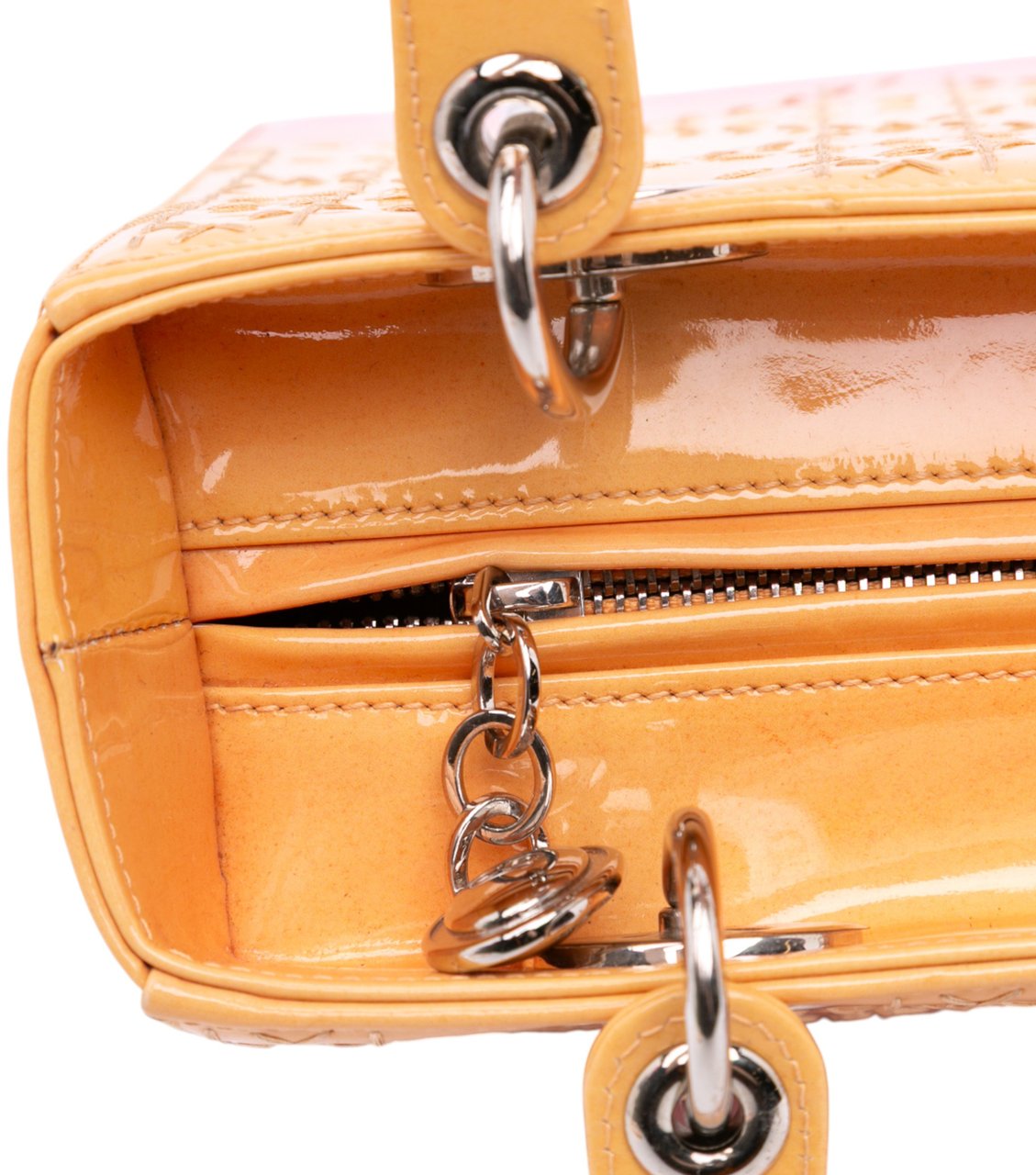 Dior Medium Ombre Patent Cannage Lady Dior Oranje