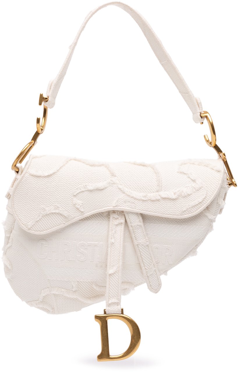 Dior Canvas Embroidered Camouflage Saddle Bag Wit