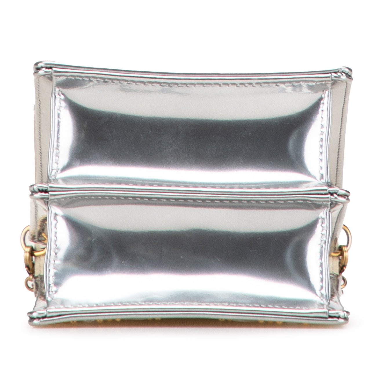 Dior Metallic Studded Calfskin Vertical Diorama Zilver