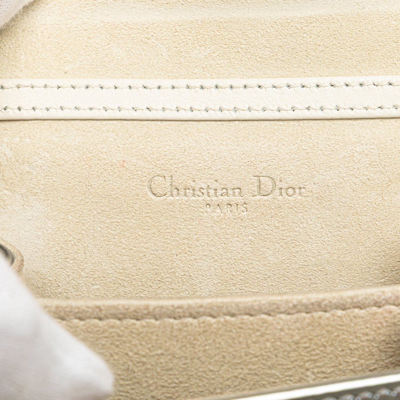 Dior Metallic Studded Calfskin Vertical Diorama Zilver