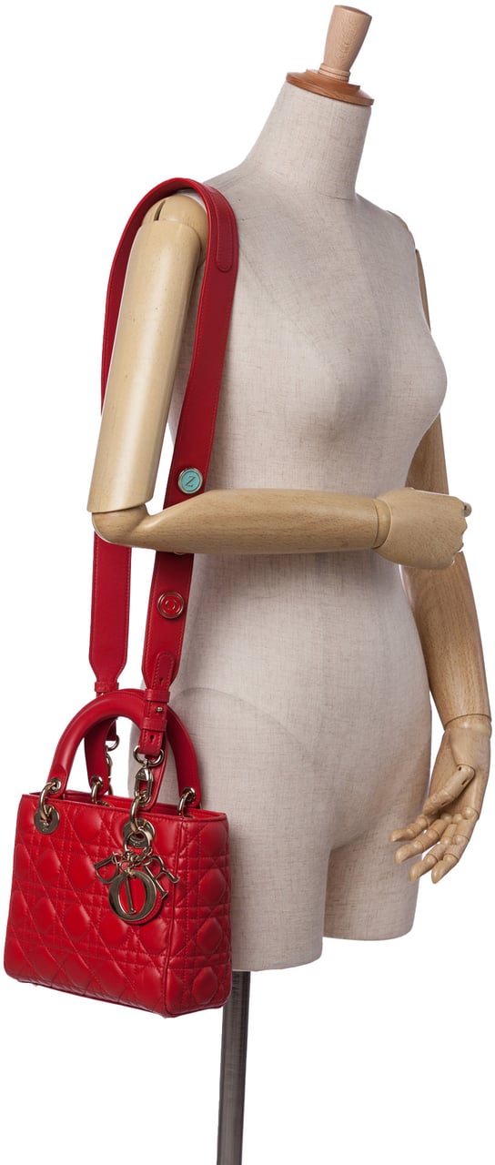 Dior Small Lambskin Cannage My ABCDior Lady Dior Rood