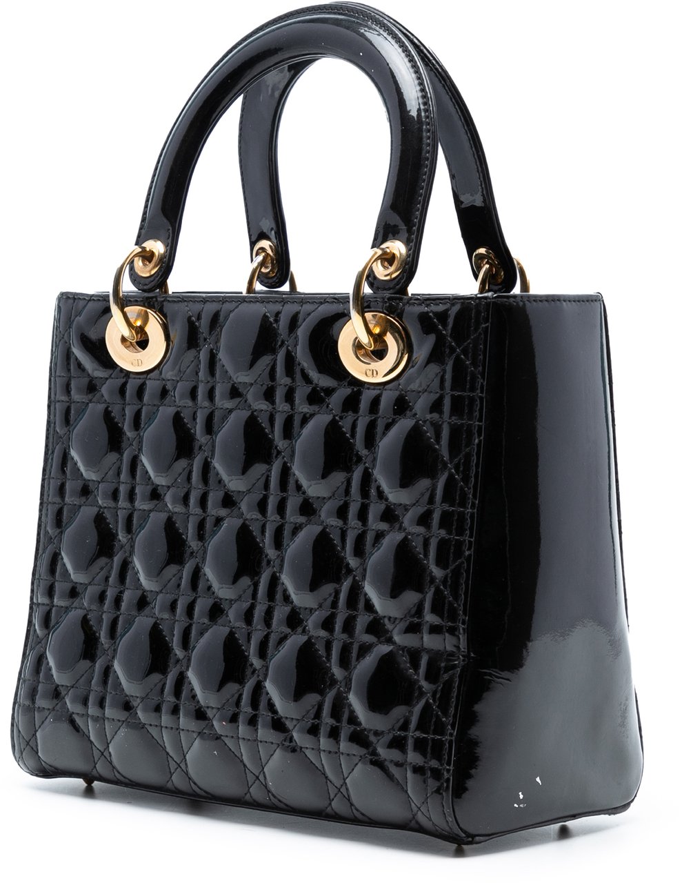 Dior Medium Patent Cannage Lady Dior Zwart