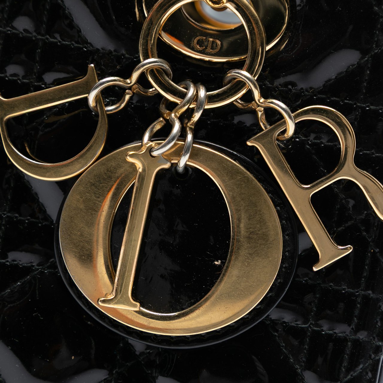 Dior Medium Patent Cannage Lady Dior Zwart