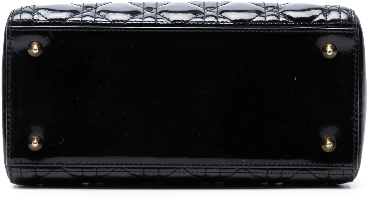 Dior Medium Patent Cannage Lady Dior Zwart