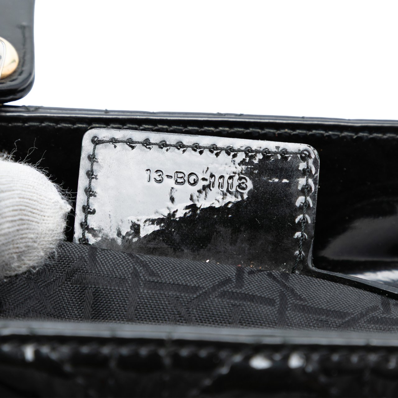 Dior Medium Patent Cannage Lady Dior Zwart