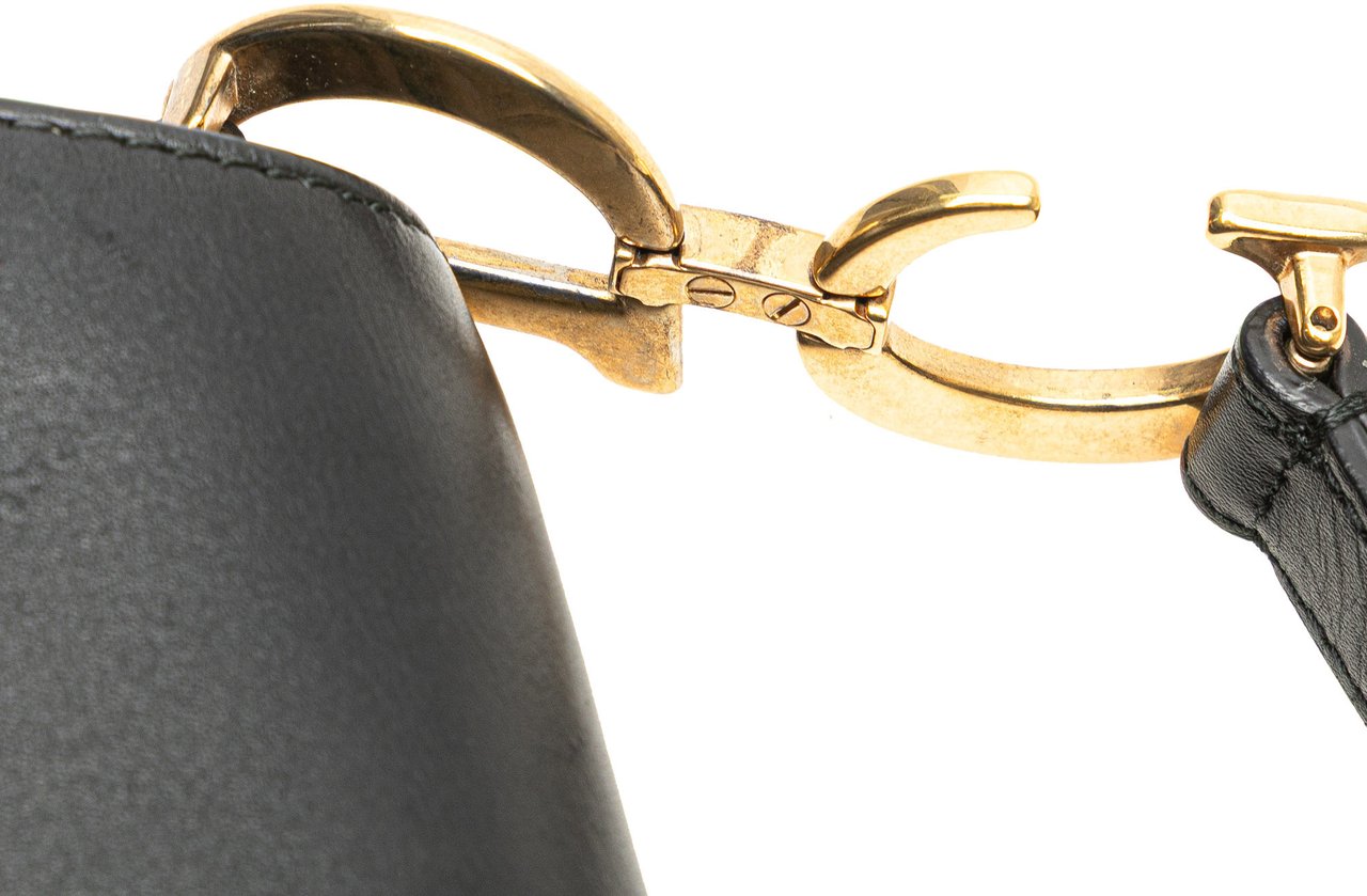 Dior Mini Leather Saddle Bag Zwart