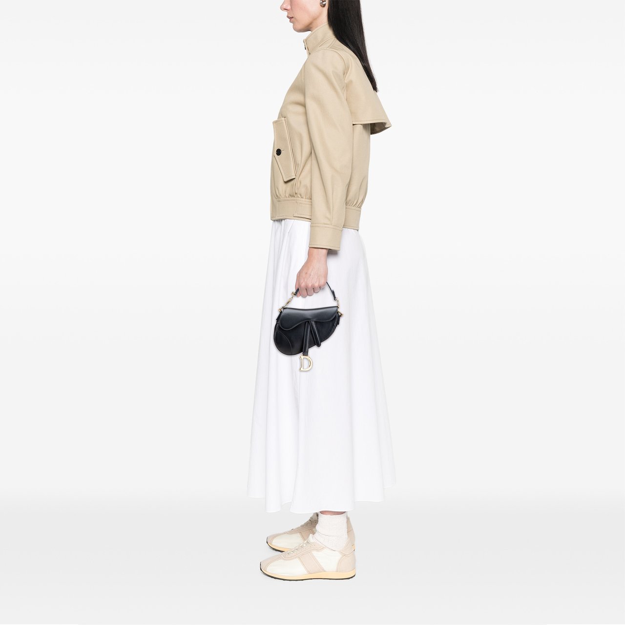 Dior Mini Leather Saddle Bag Zwart