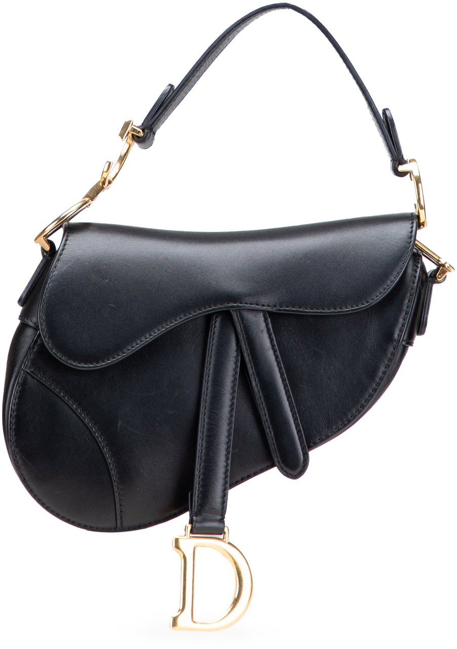 Dior Mini Leather Saddle Bag Zwart