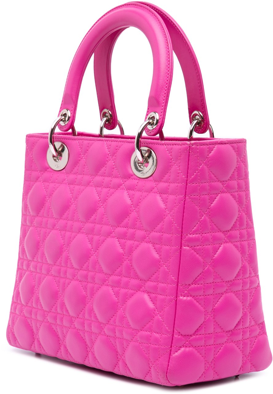 Dior Medium Lambskin Cannage Lady Dior Roze