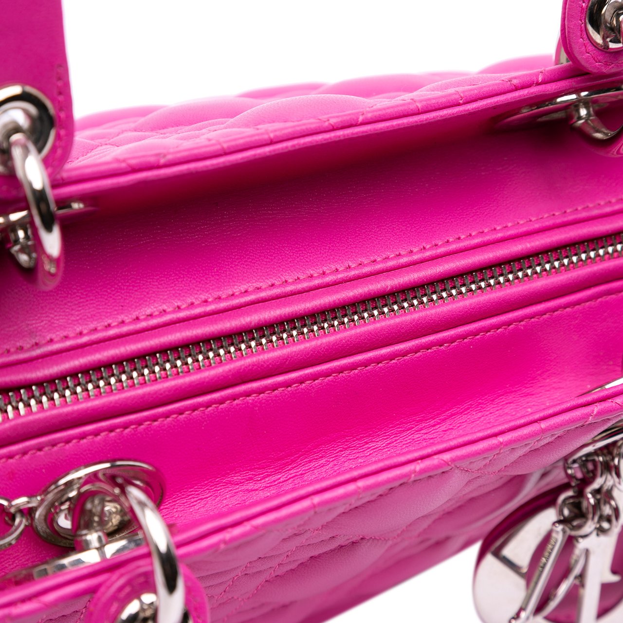Dior Medium Lambskin Cannage Lady Dior Roze