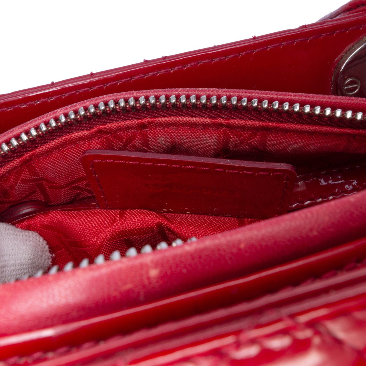 Dior Medium Patent Cannage Lady Dior Rood