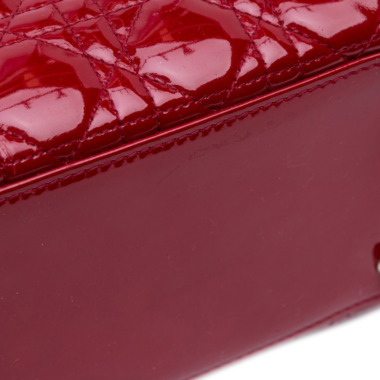 Dior Medium Patent Cannage Lady Dior Rood