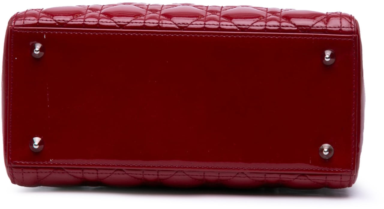 Dior Medium Patent Cannage Lady Dior Rood