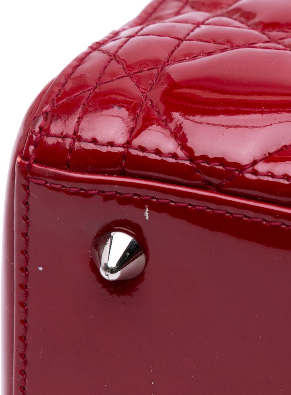 Dior Medium Patent Cannage Lady Dior Rood