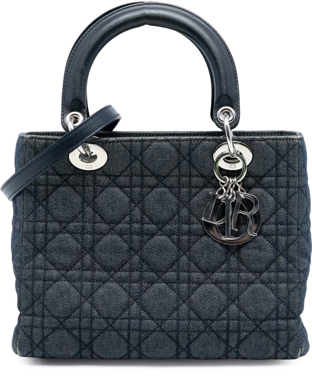 Dior Medium Denim Cannage Lady Dior Blauw