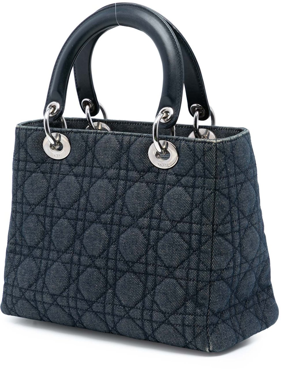 Dior Medium Denim Cannage Lady Dior Blauw