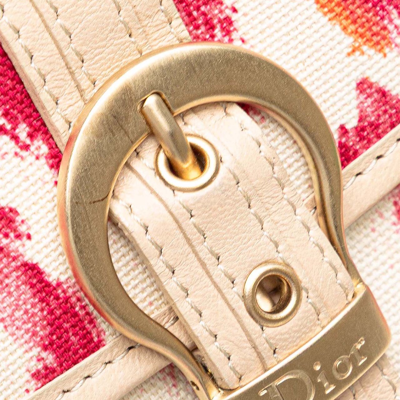 Dior Printed Canvas Buckle Strap Flap Wallet Roze