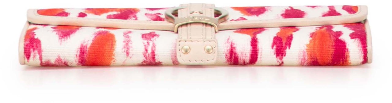 Dior Printed Canvas Buckle Strap Flap Wallet Roze