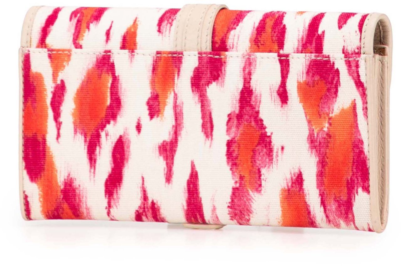 Dior Printed Canvas Buckle Strap Flap Wallet Roze