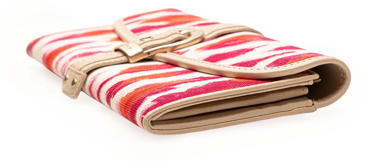 Dior Printed Canvas Buckle Strap Flap Wallet Roze