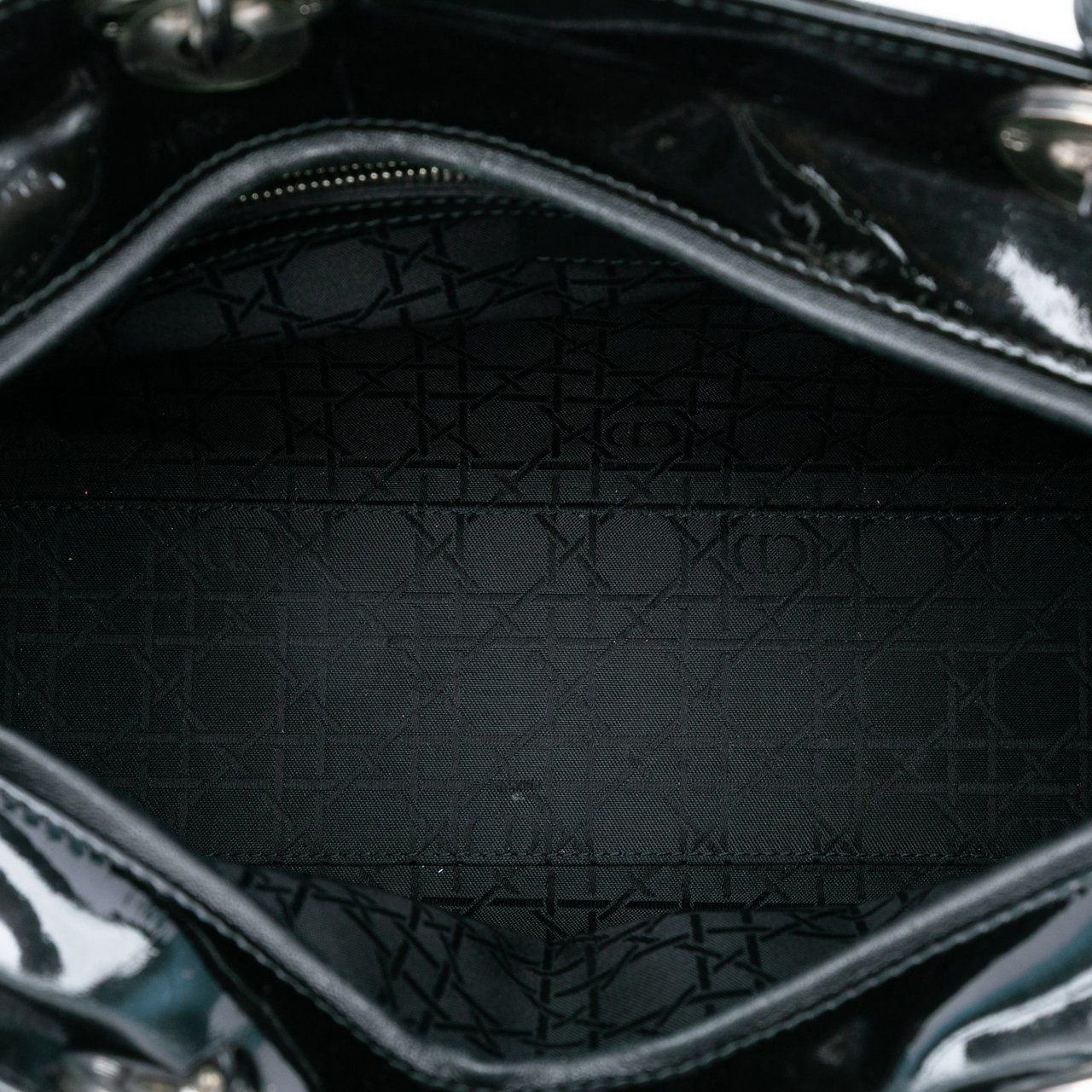 Dior Large Patent Cannage Lady Dior Zwart