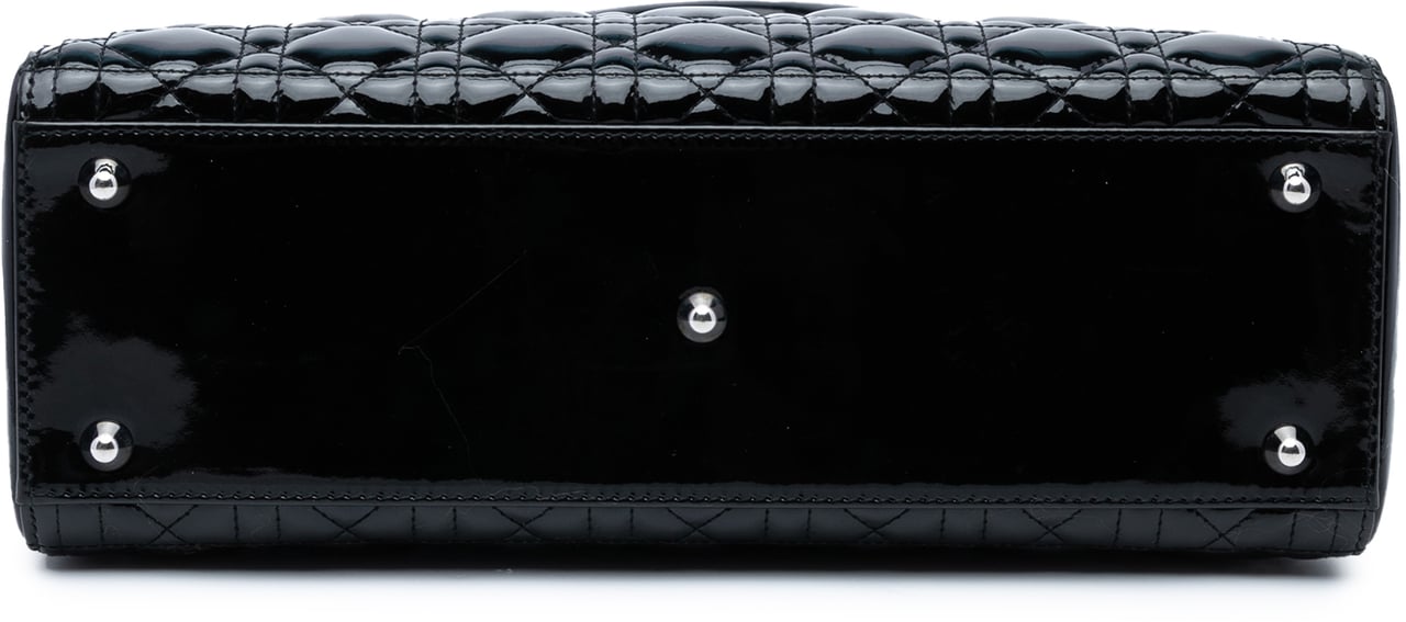Dior Large Patent Cannage Lady Dior Zwart